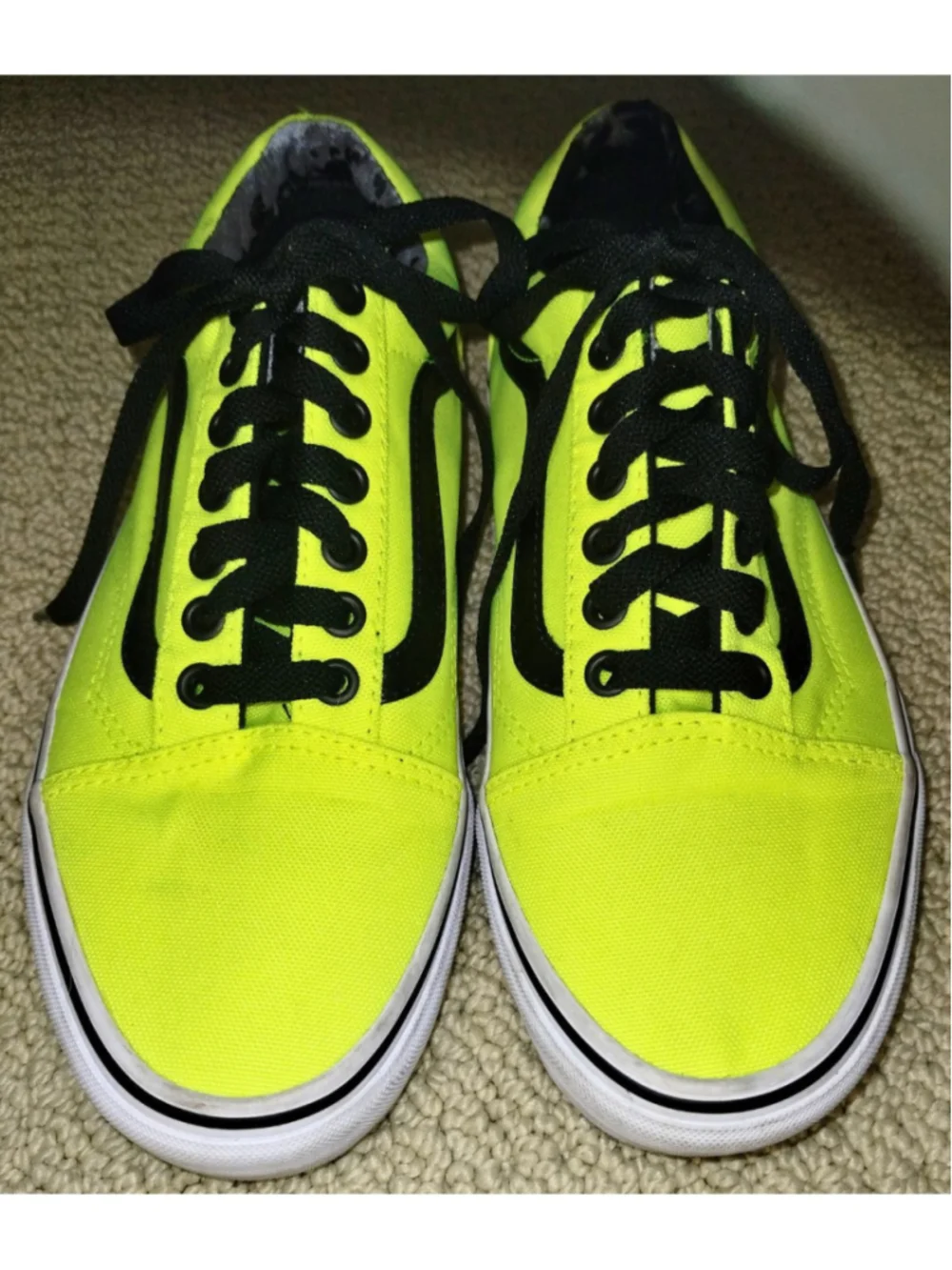Vans Neon Yellow/Green & Black Old Skool Sneakers (Sz M-6.5, W-8)